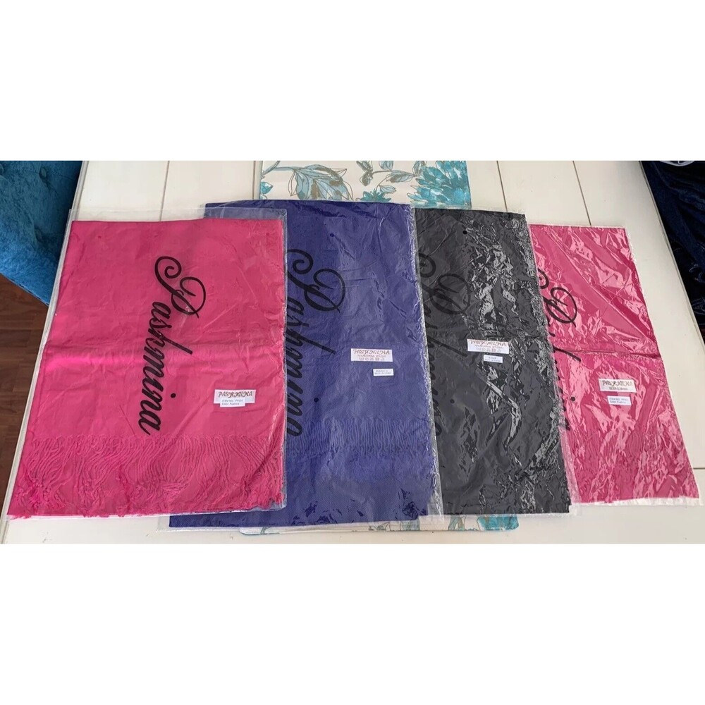 PASHMINA SILK BLEND Scarf Wrap Blue, Pink, Black, New in Package, Pick Color! B1